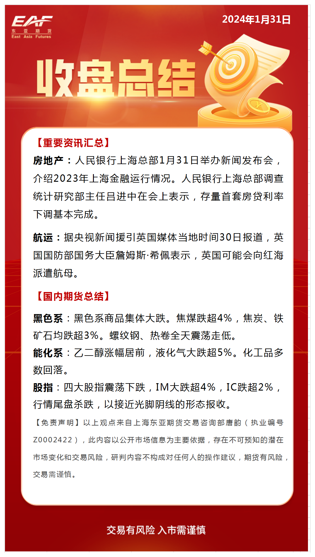 国内期货夜盘收盘 焦炭、焦煤跌超2%