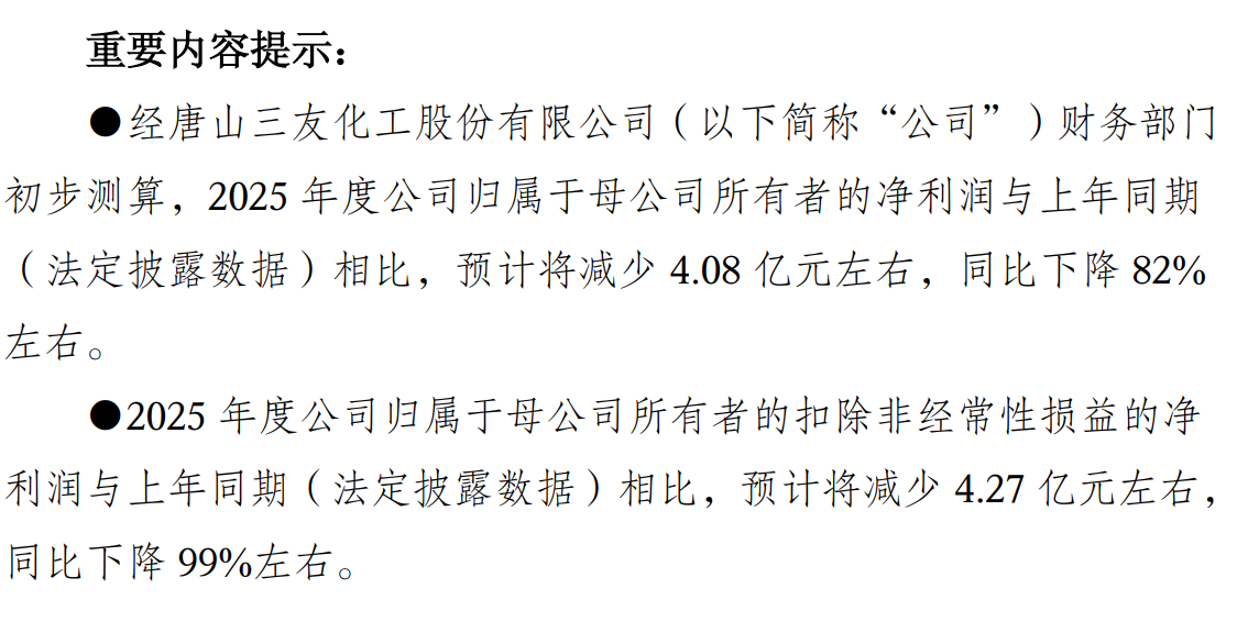 传统主业“失血”不止,新项目尚未贡献业绩,亚星化学2025年预亏扩大至1.74亿