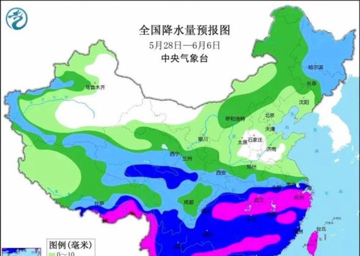 未来三天华西降雨不断今天仍有暴雨 江南华南闷热感仍将持续